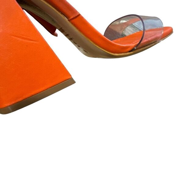 Revolve Schutz Victorie Orange and Clear PVC High Block Sandal - Picture 9 of 11
